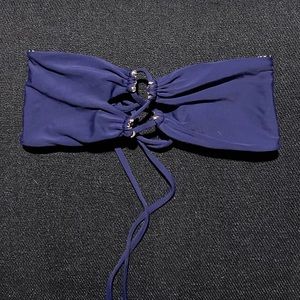 Acacia strapless bathing suit top in blue